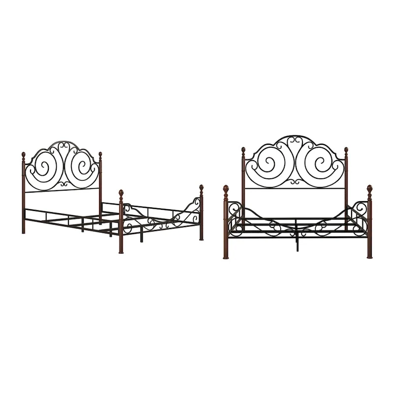 Graceful Scroll Bronze Metal Bed