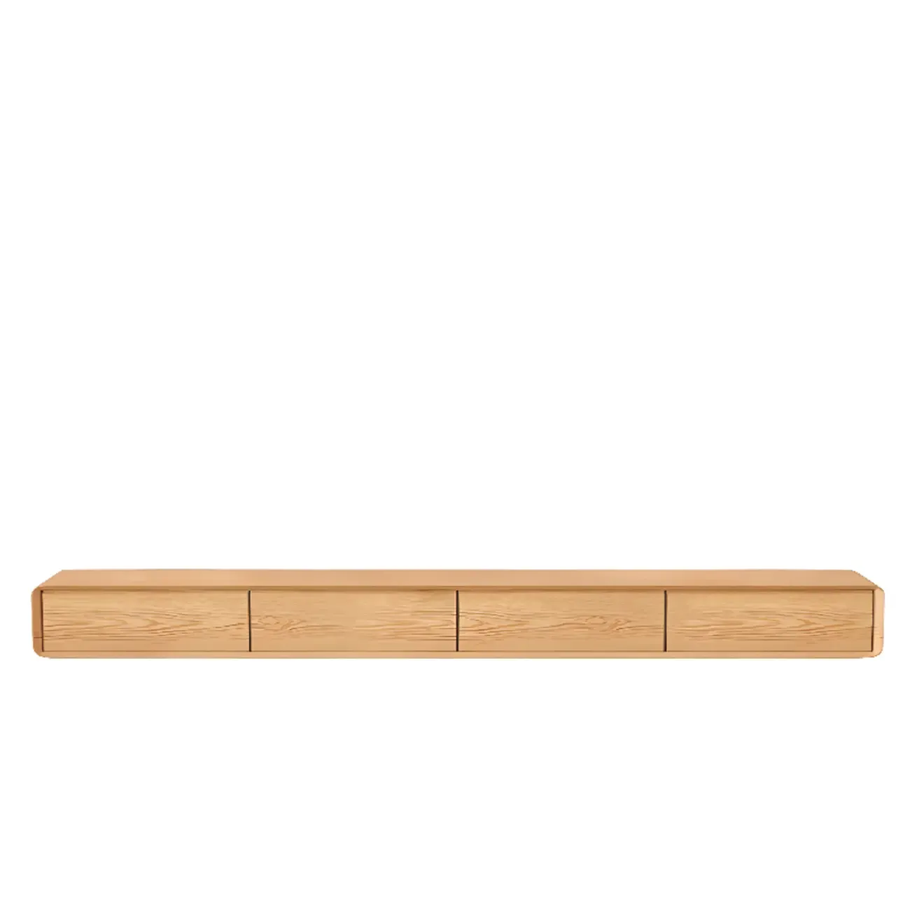 Walnut-Black Wood Drawers Floating Mount TV Stand Wall-Mounted