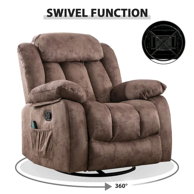 360 Rotatable Swing Manual Massage Rocker Recliner With Heat And Vibration