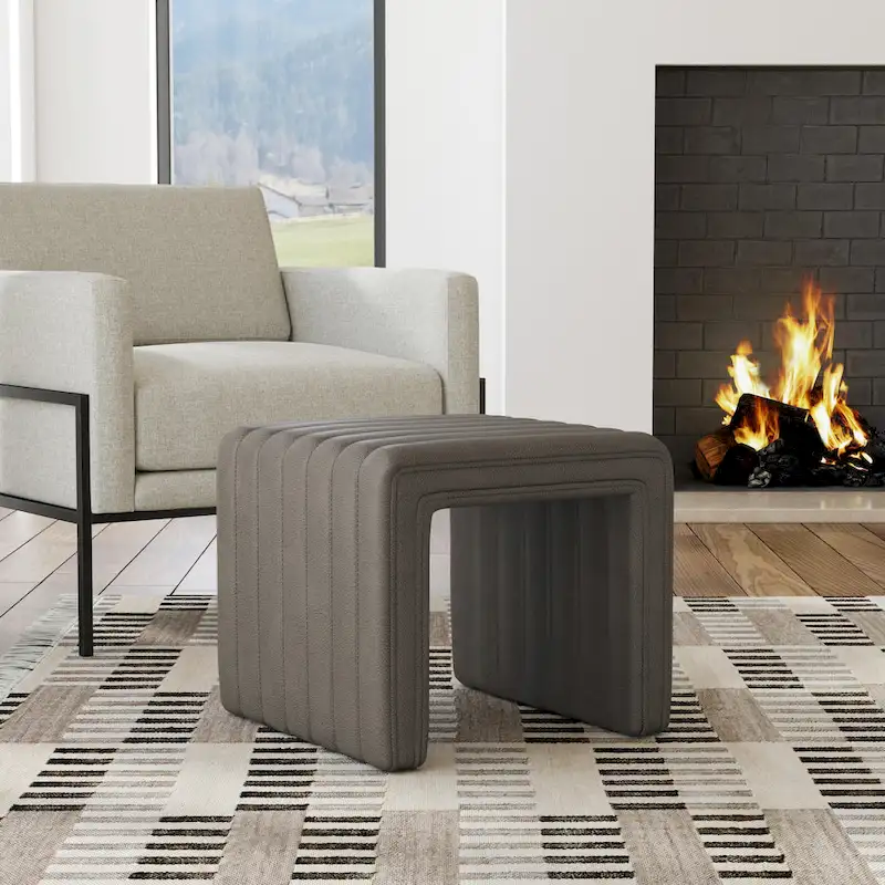 HomePop Modern Channel Ottoman