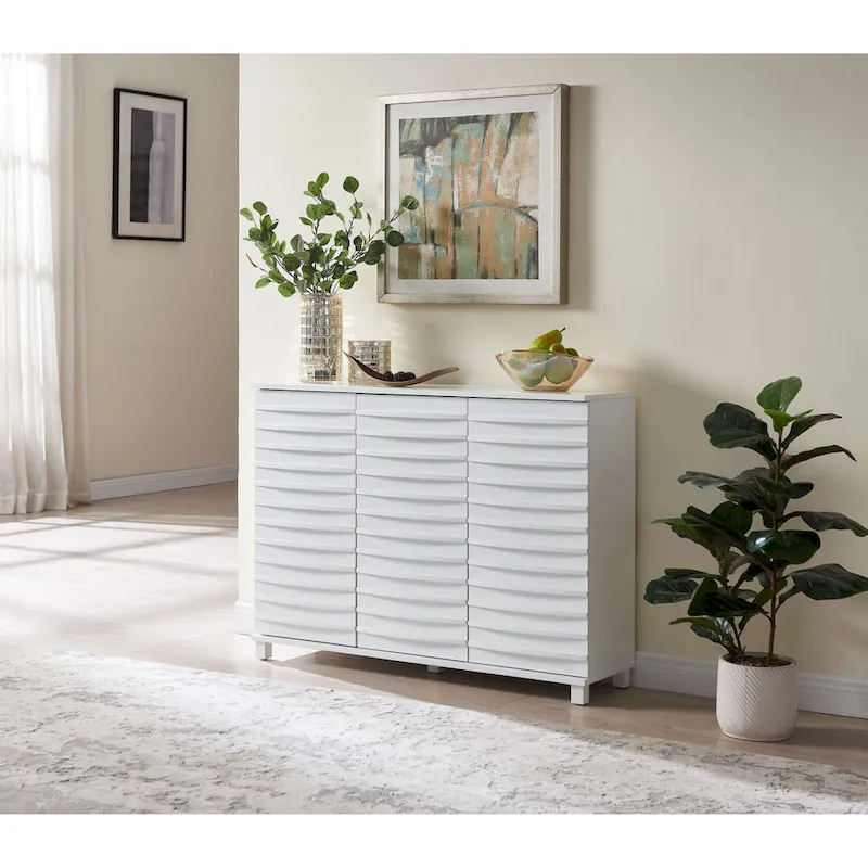 Sideboard Buffet Console Table with 2 Cabinets, White, Modern, for Kitchen/Living Room