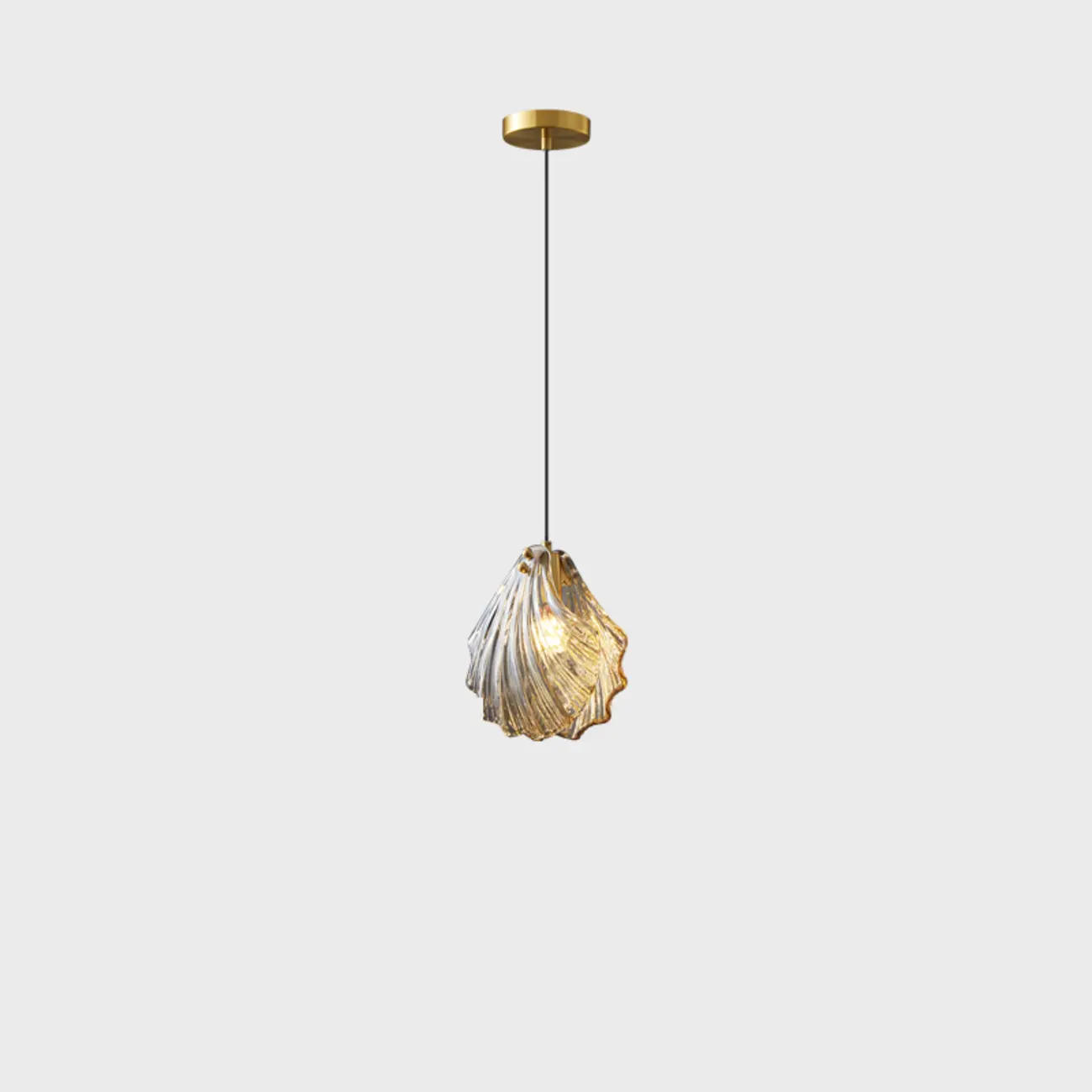 Modern Gold Clear Glass Shell Pendant Light