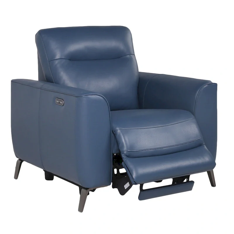 Steve Silver Top Grain Leather Ocean Blue Power Reclining Chair