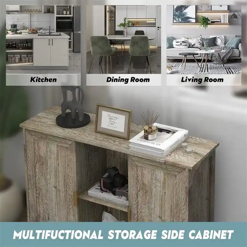 Credenza Buffet Cabinet Wooden Coffee Bar Cabinet - 11.8D x 39.4W x 30.7H