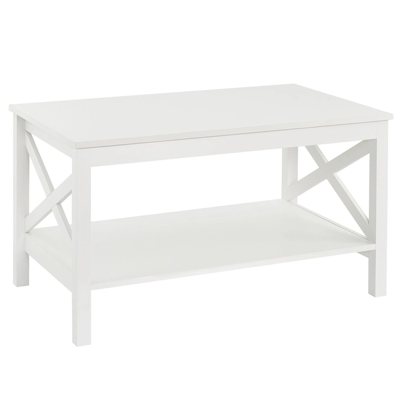 The Gray Barn Xanadu Hill X-frame Two-tier Coffee Table with Shelf