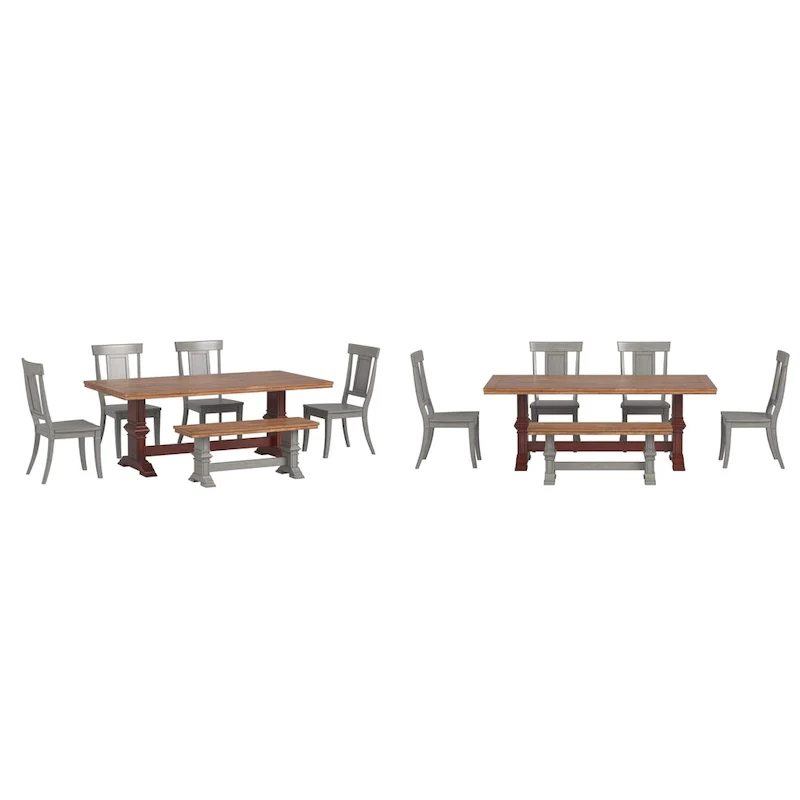 Ronda 78.7 Rectangular Solid Wood Top Dining Set with Panel Back Chairs