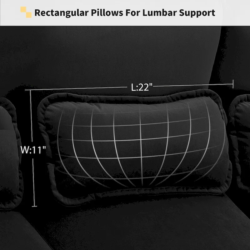 6-seat Upholstered Symmetrical Sofa Furniture U-shaped Sectional Sofa with Waist Pillows