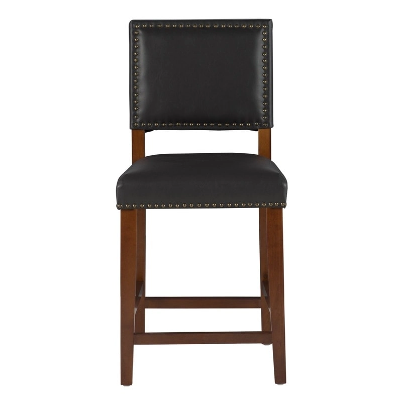 Linon Durlesti 24-inch Black Faux Leather Counter Stool
