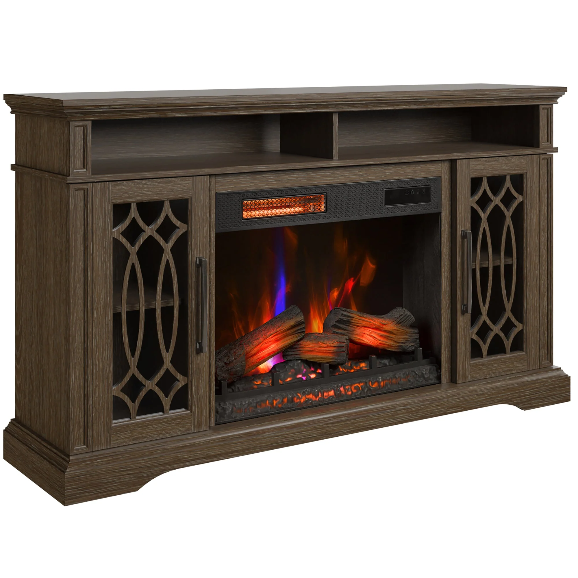 duraflame? Modern Farmhouse Electric Infrared Fireplace TV Stand Media Console with Remote