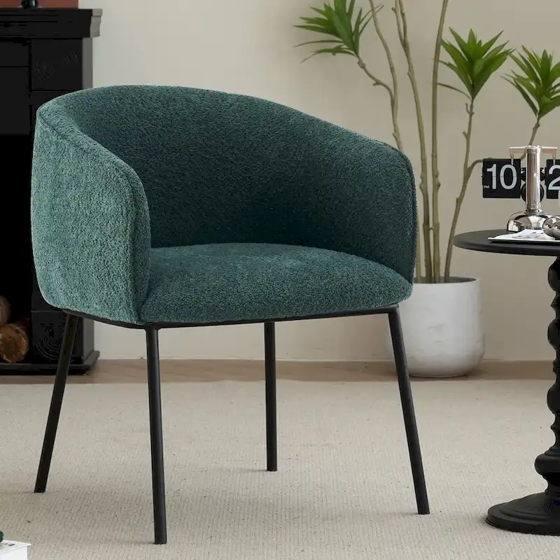 Set of 1 Boucle Upholstered Accent Barrel Armchair