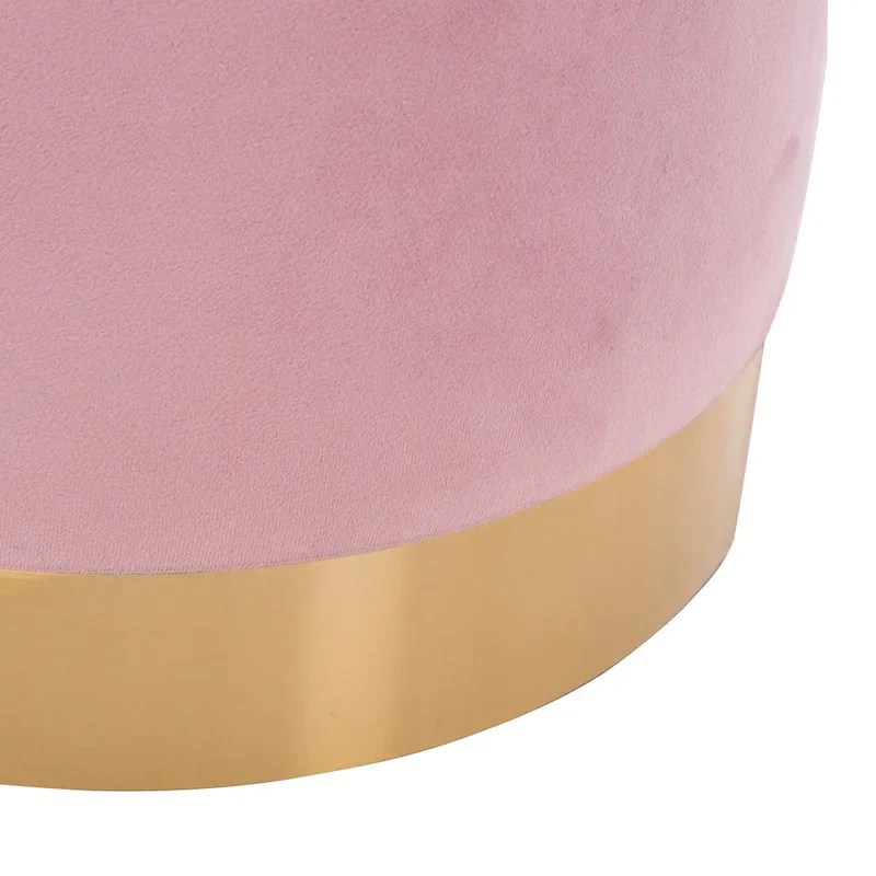 Small Round Velvet Ottoman Upholstered Foot Stool