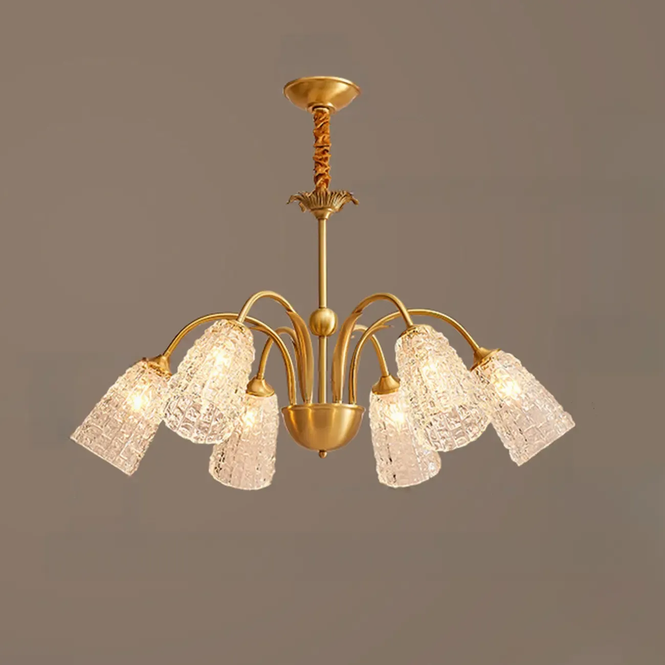 Elegant Gold Downward Crystal Bell Chandelier