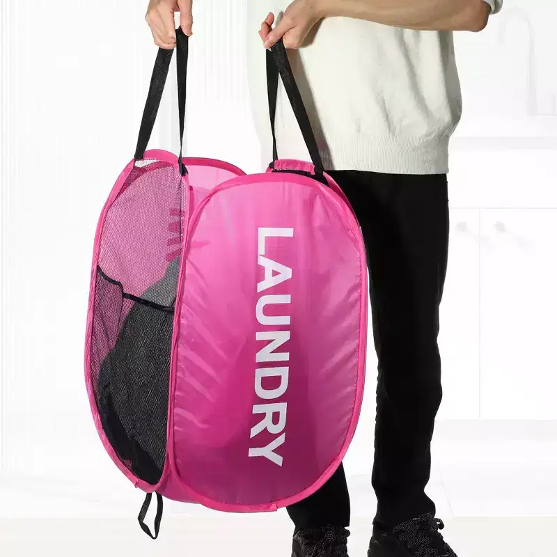 Foldable Mesh Laundry Basket, Black/Blue/Green/Pink, 75L, 1-Person Use