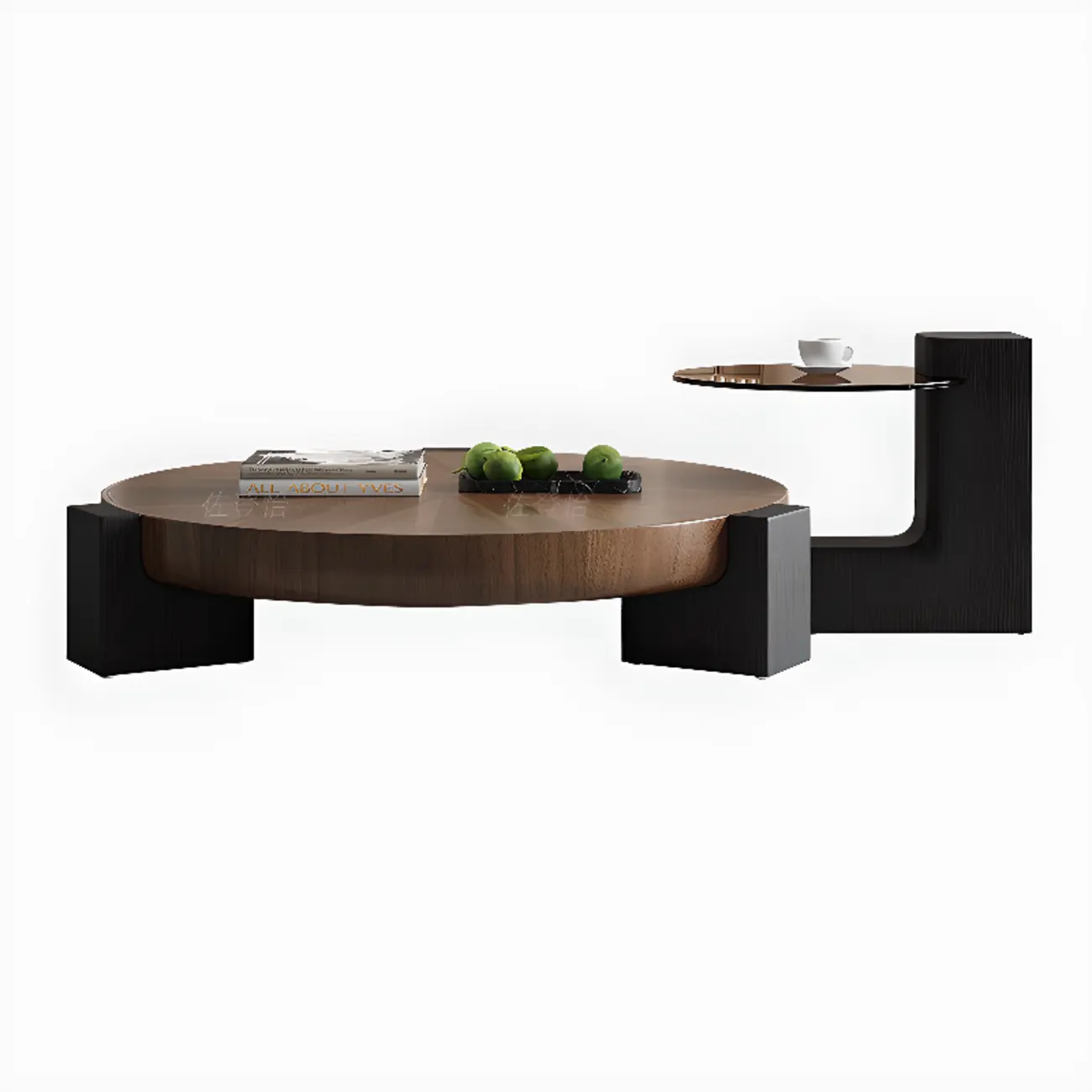 Reclaimed Wood Black Brown Round Coffee Table