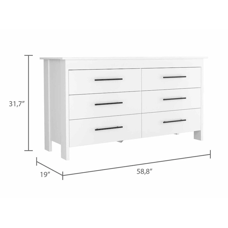Southington 6-Drawer Rectangle Dresser Light Oak and White