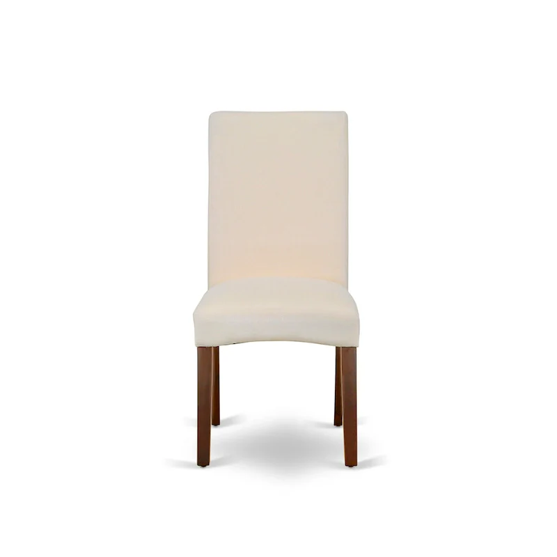 East West Furniture Kitchen Table Set- A Round Dining Room Table and Cream Linen Fabric Parson Chairs, Mahogany (Pieces Options)