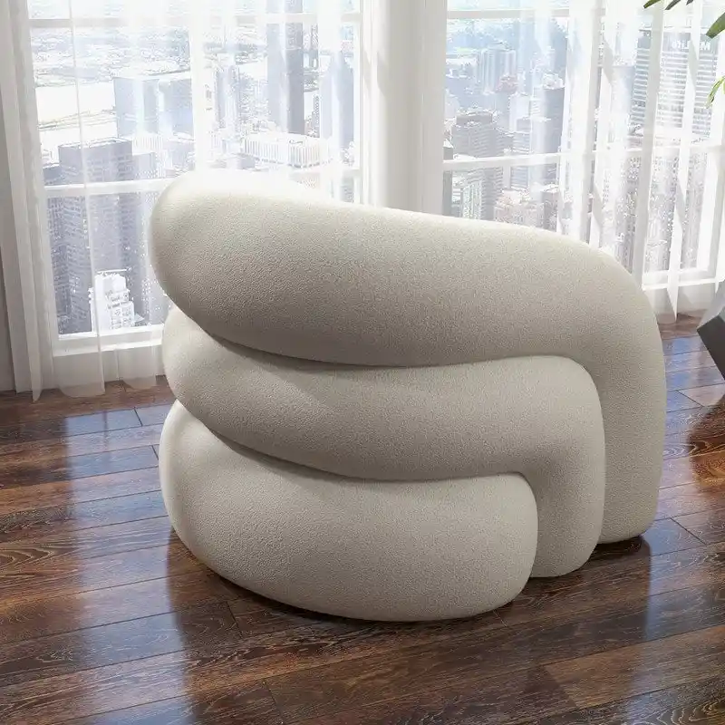SEYNAR Modern Glam 360 Degree Swivel Teddy Upholstered Accent Armchair with Tufted Back