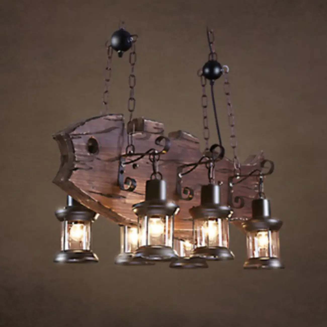 Industrial Island Light Brown Steampunk Cylindrical Pendant Light
