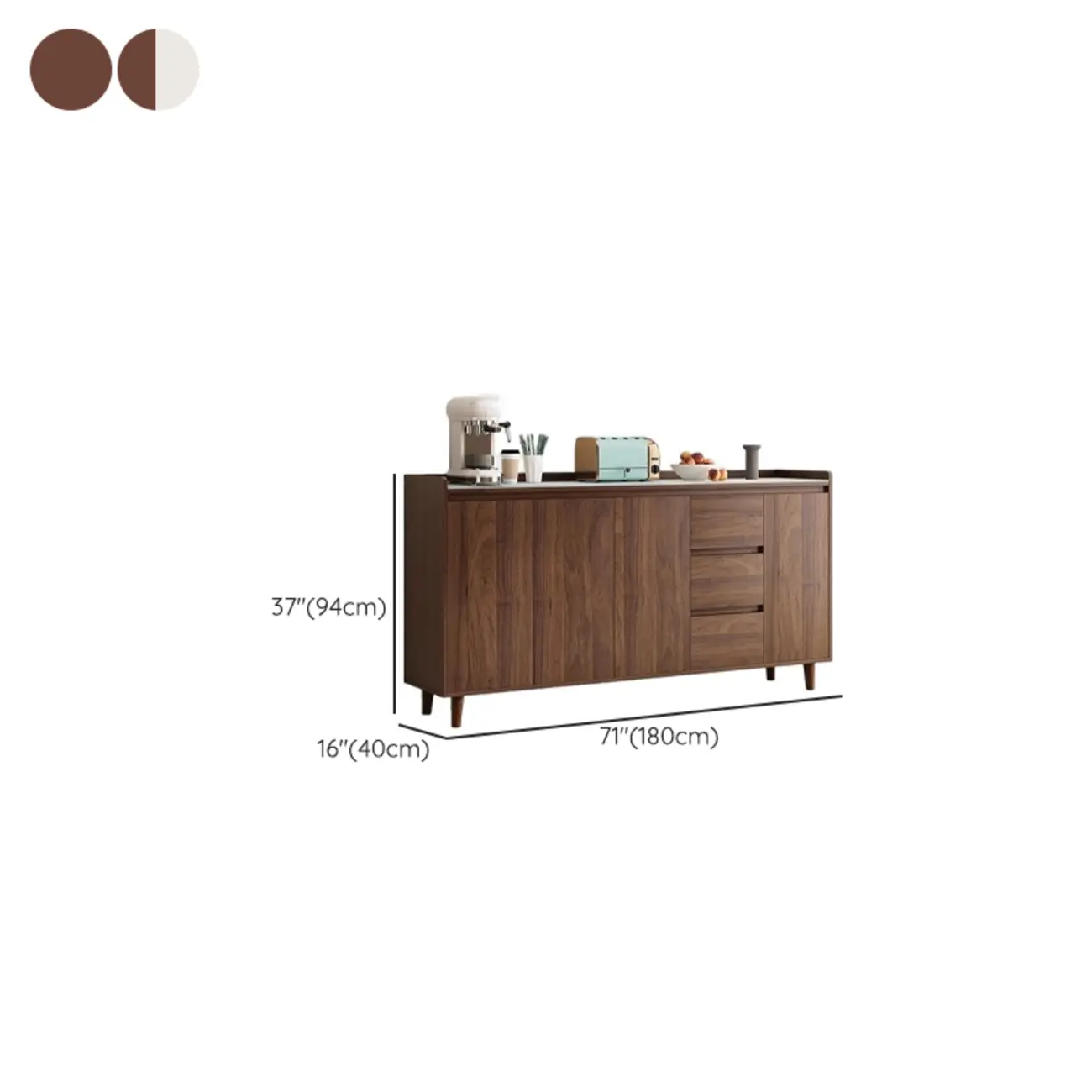 Modern Wood Sideboard with Glass Countertop