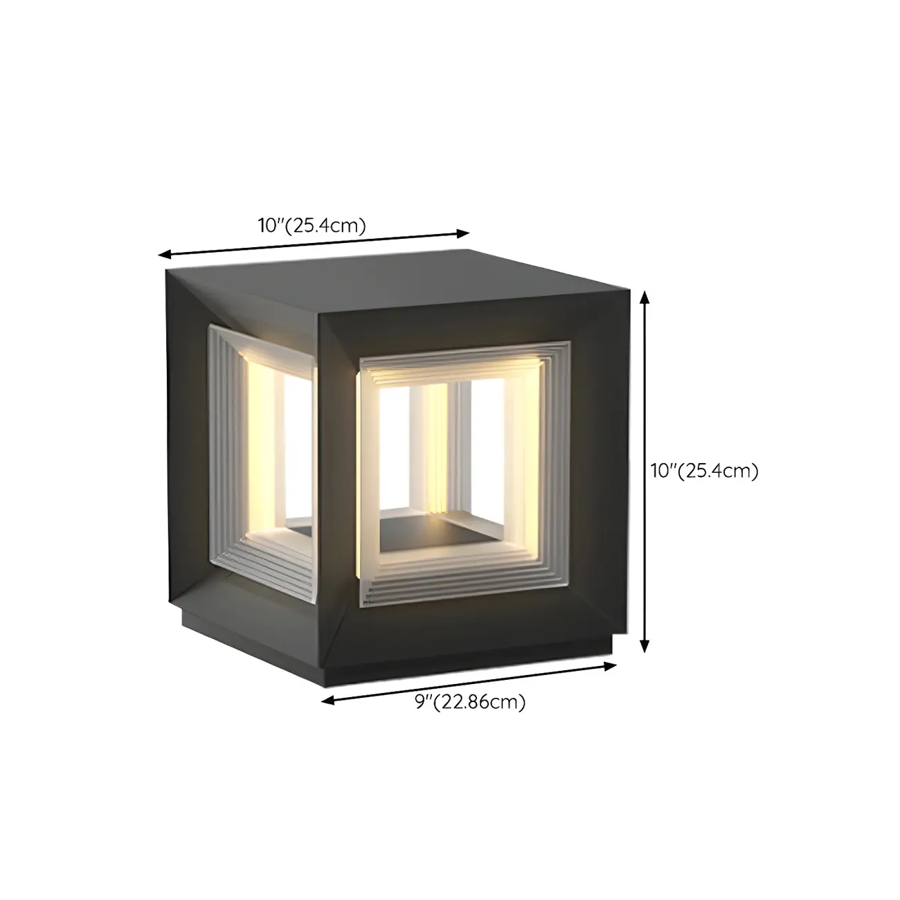Modern Metal Black Geometric LED Post Cap Light