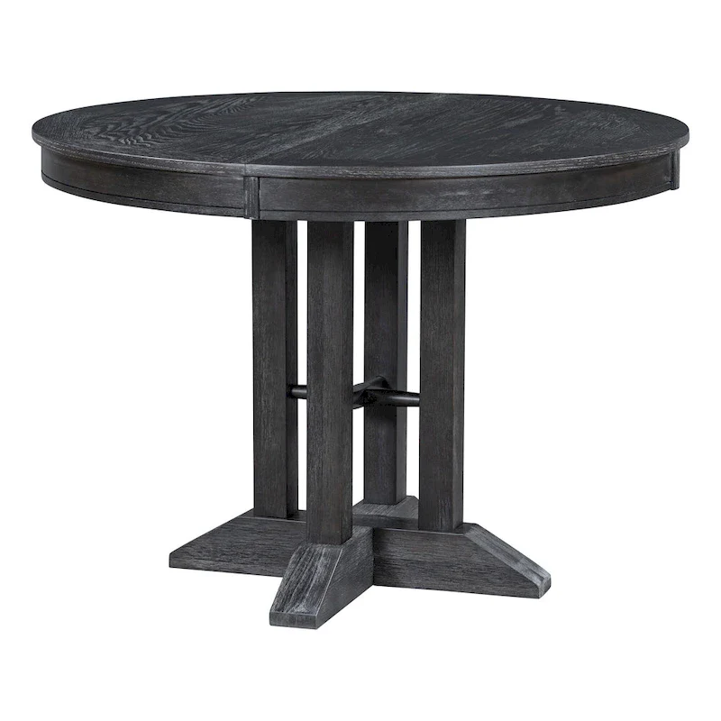 5-Piece Wooden Dining Table Set with Extendable Round Table & 4 Chairs