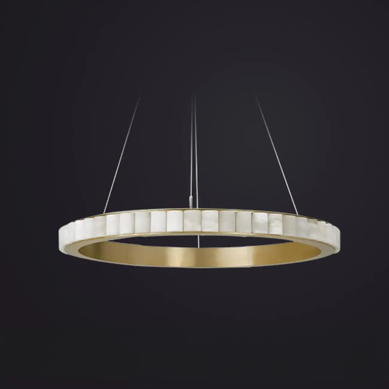 Circular 2-layer Modern Alabaster Steel Pendant Chandelier