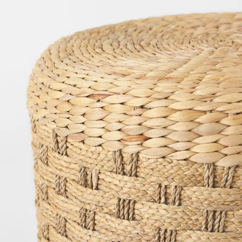 Mercana Michelle Brown Patterned Woven Seagrass Round Pouf