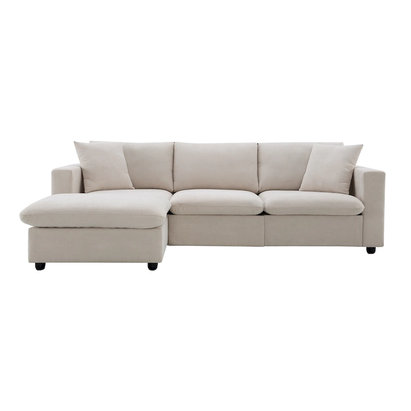 101 L-Shaped Cloud Sectional Sofa with Ottoman & Pocket Springs