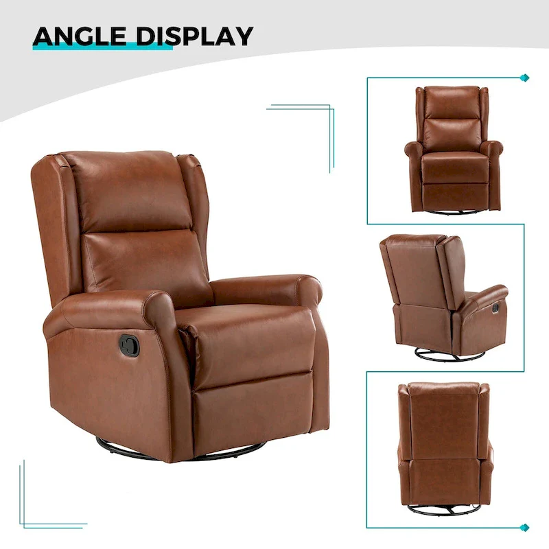 Faux Leather Swivel Nursery Recliners (Metal Base) — Set of 2