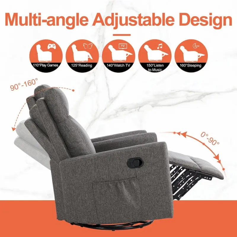 Manual Recliner Chair Winback Fabric Single Sofa