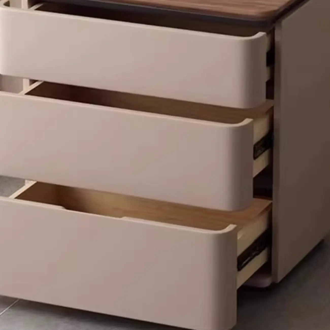 Elegant Modern Wood Three-Drawer Nightstand