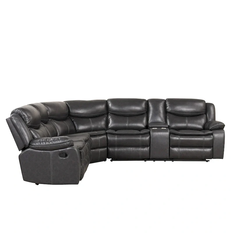 Transitional Faux Leather Reclining Sectional Sofa