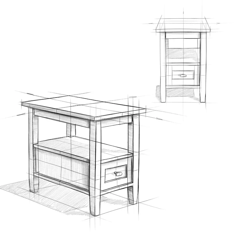 SOLID WOOD 14 inch Wide Rectangle Transitional Narrow Side Table - 14 Inches wide
