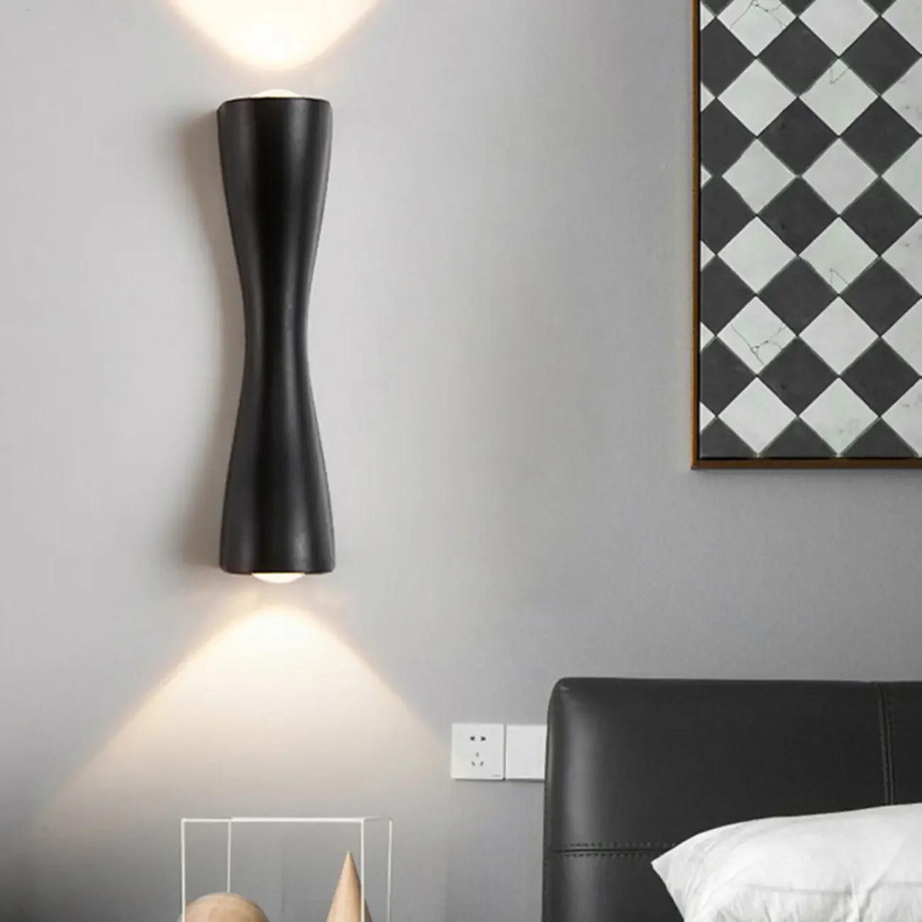 Modern 2-Light Black and Gold Curved Wall Sconce