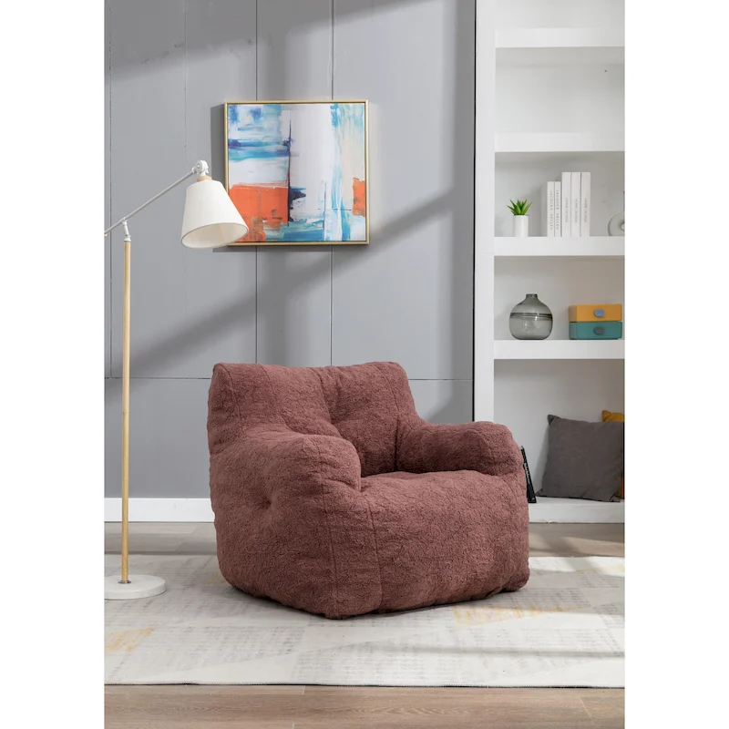 Soft Tufted foam bean bag chair with Teddy fabric