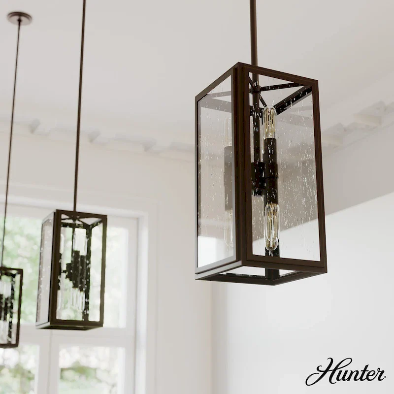 Hunter Felippe 6-Light Pendant w/Clear Seeded Glass, Modern Farmhouse, Industrial - Island, Dining, Entry, Bedroom, Hallway