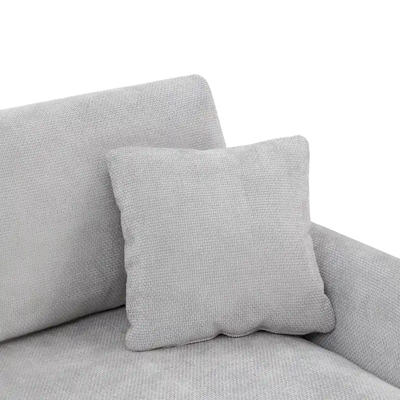 119  Chenille L-Shaped Sectional Sofa with Chaise Lounge and 2 Pillows