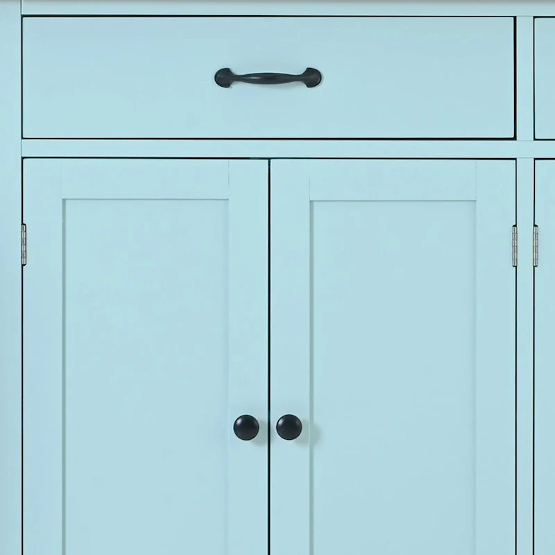 Classic Wooden Kitchen Island Cart with 2 Drawers, 2 Cabinets, a Towel Rack and a Spice Rack