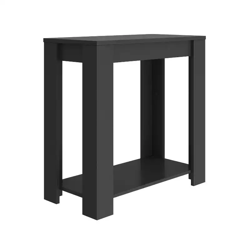 Craftsman Style Wood Nightstand with Shelving & Storage, Barnwood Veneer, 23.6