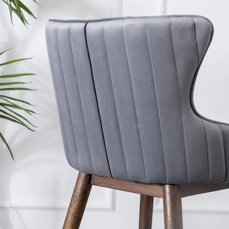 Roundhill Furniture Leland Fabric Upholstered Wingback Bar Stools (Set of 2)