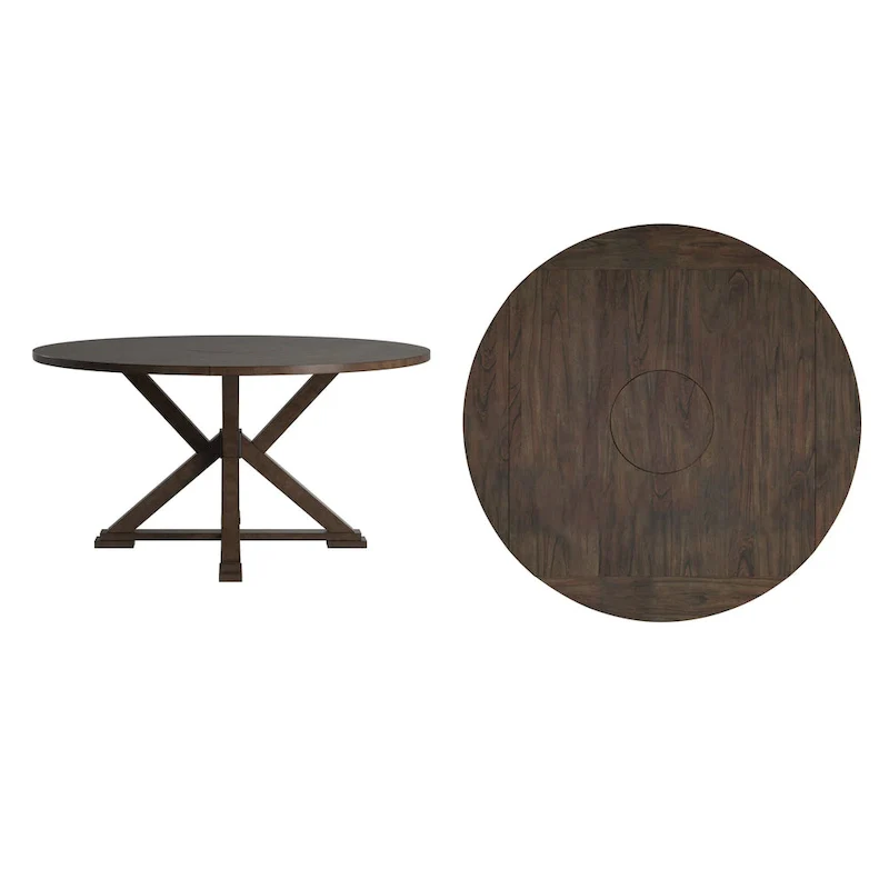 Sylvestra Espresso Convertible Dining Table with Lazy Susan