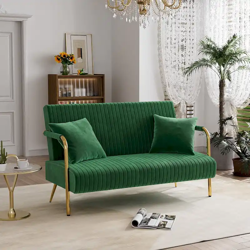 Ouyessir Upholstered Loveseat, Tufted Back Couch, Accent Armchair with 2 Pillows