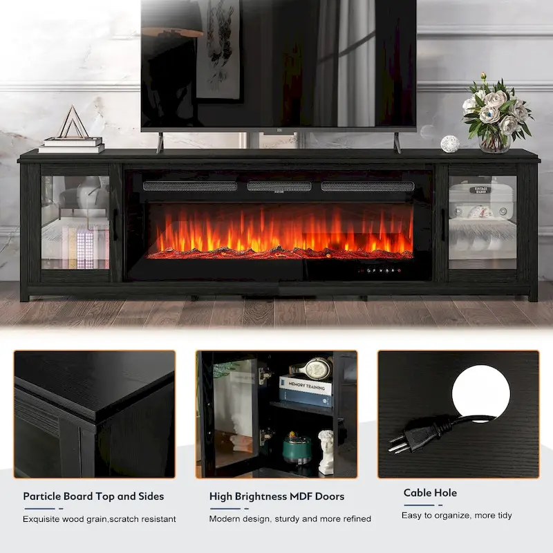 80 Fireplace TV Stand, Entertainment Center with 50 Electric Fireplace
