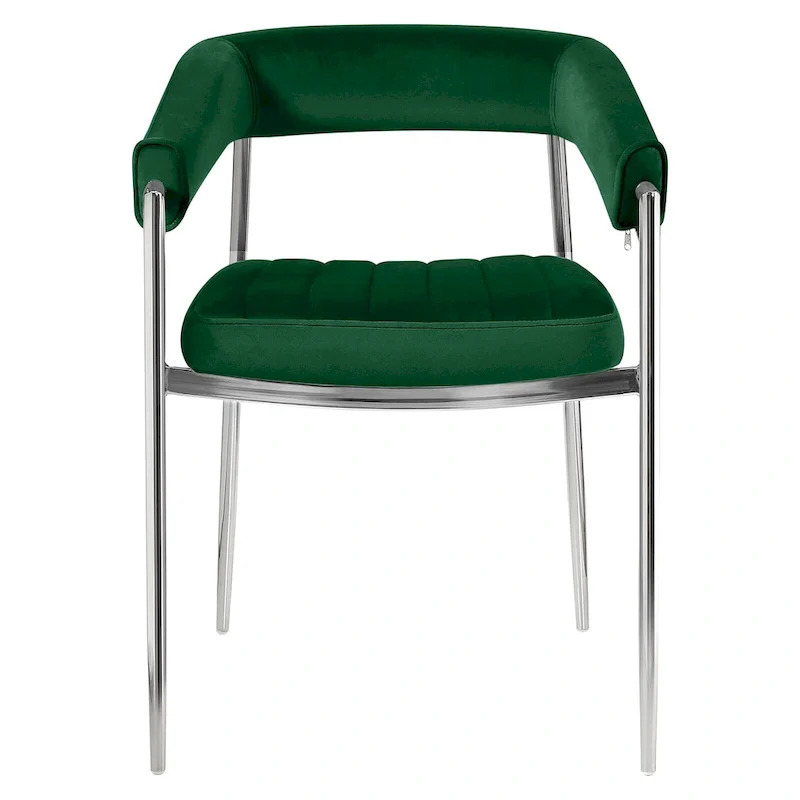 Velvet Dining Chair Arm Chair with Chrome Metal Legs