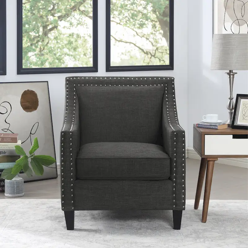 Erica Accent Armchair with Chrome Nailhead Trim