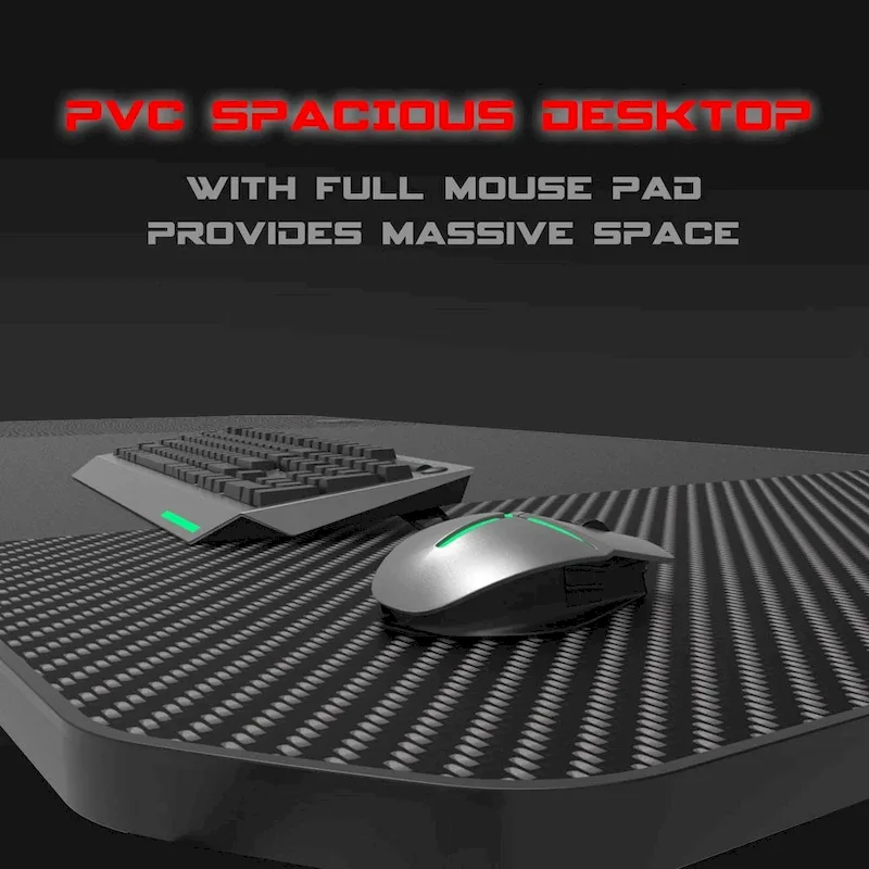 BOSSIN Ergonomic Gaming Desk T-Shaped Office PC Computer Desk with Full Desk Mouse Pad, Handle Rack, Cup Holder Headphone Hook