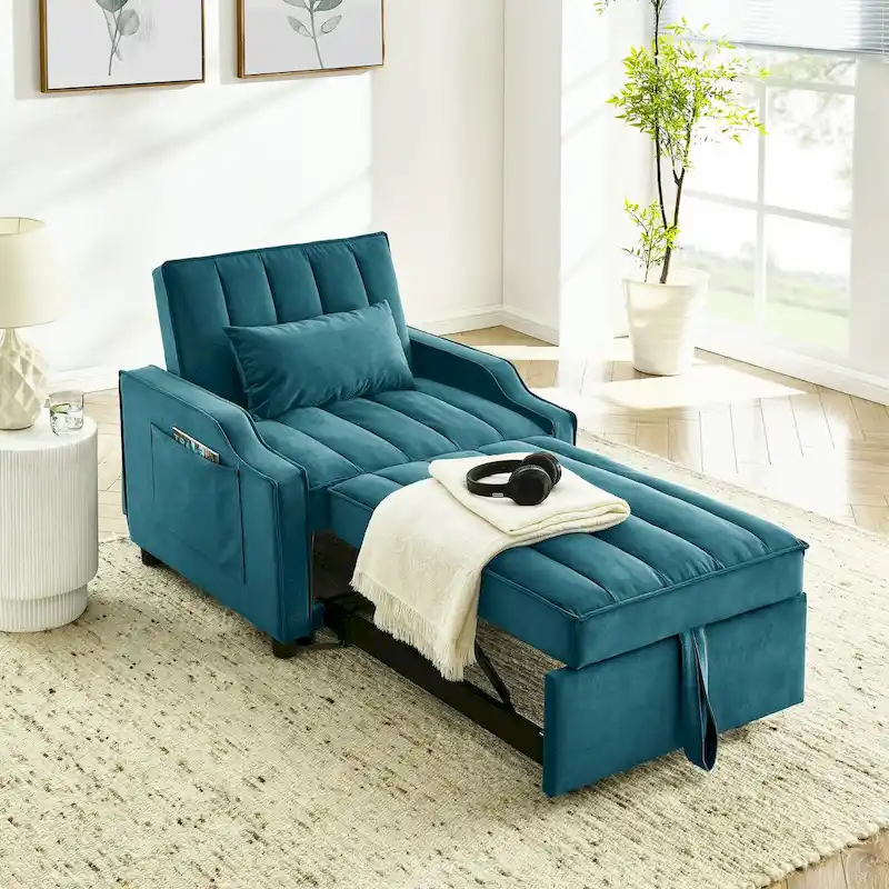 Velvet Pull Out Armchair