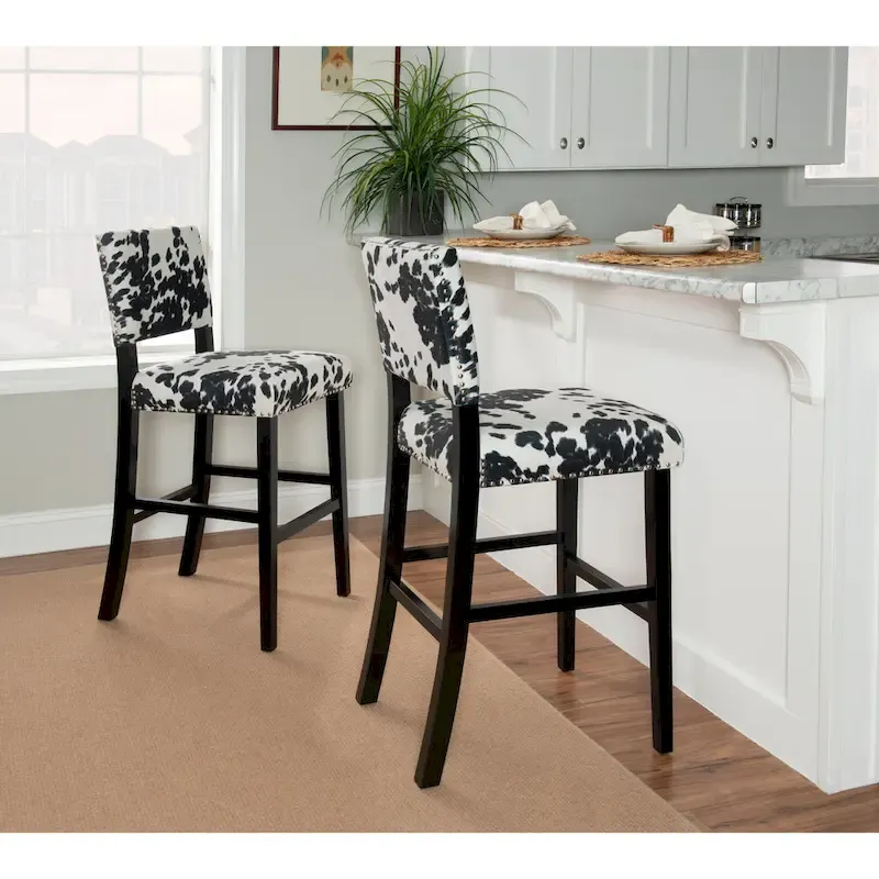 Lemont Black Cow-print Bar Stool