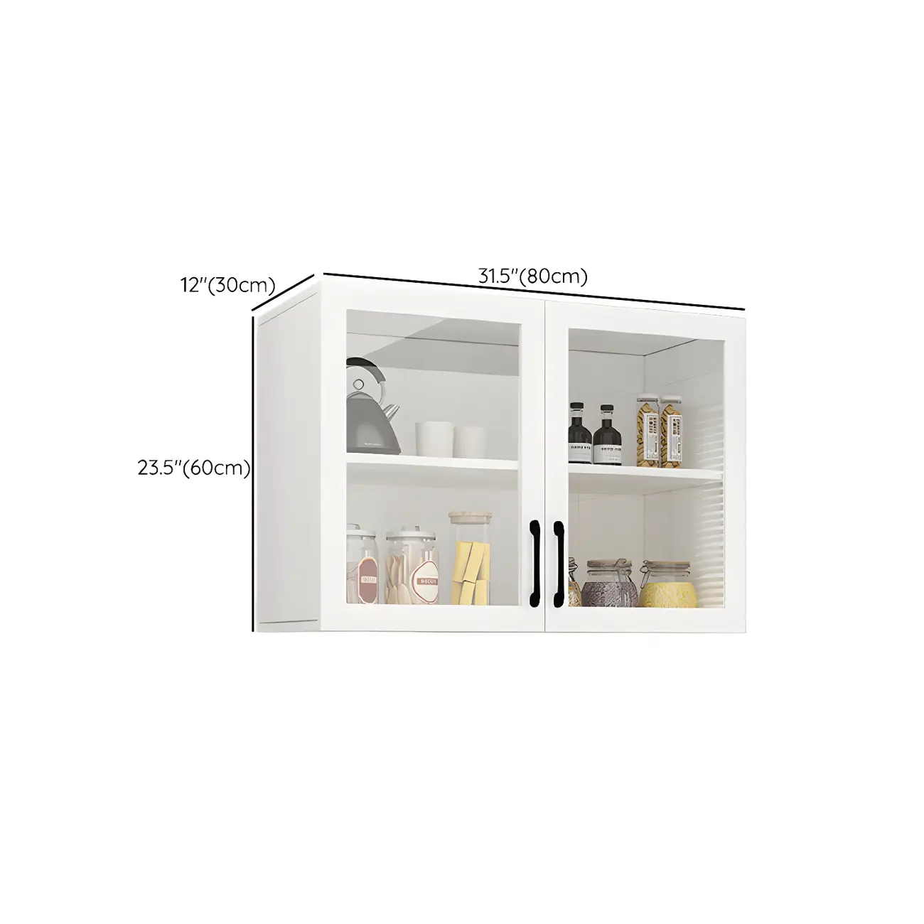 White Rectangular Wall-Mounted Wood China Cabinet