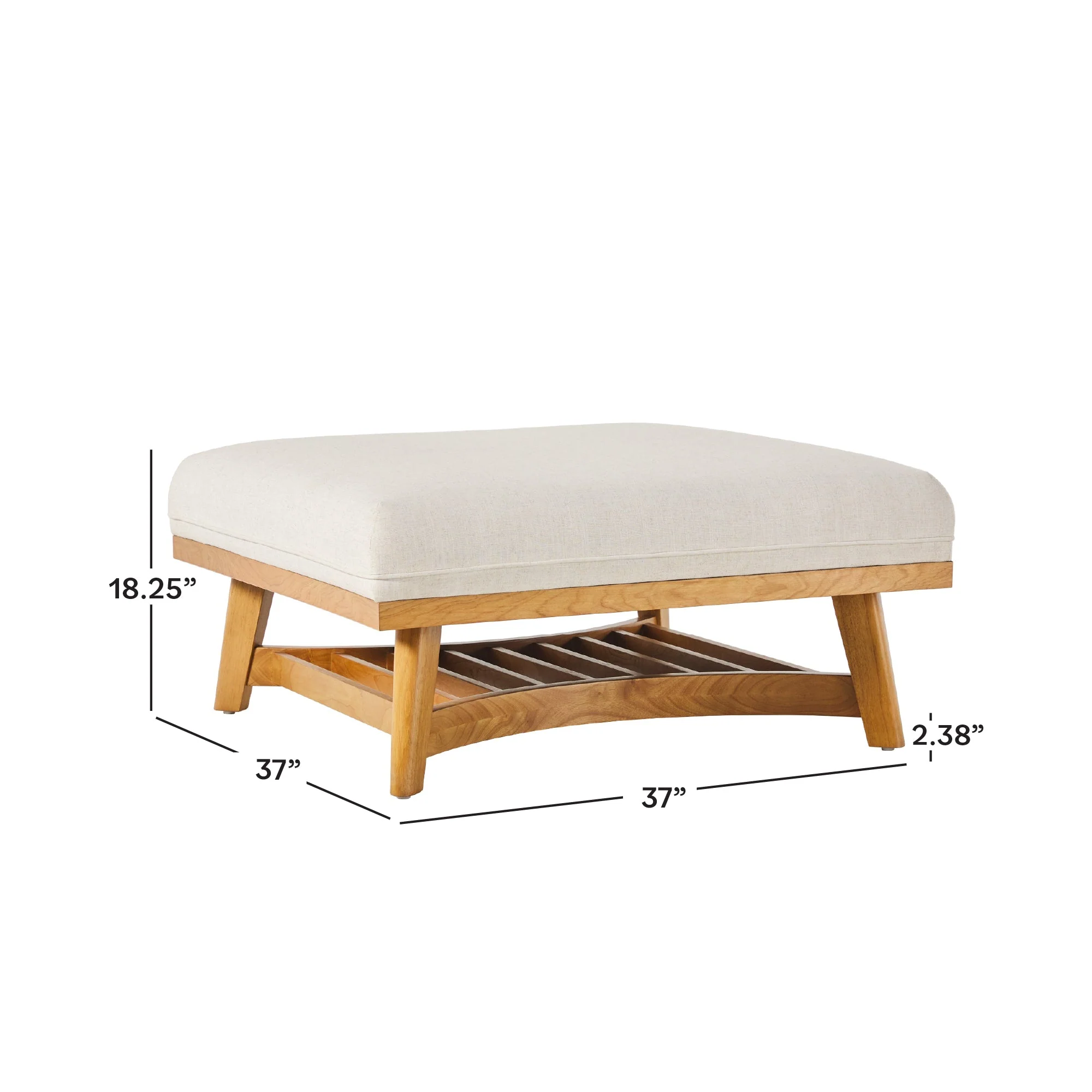 Nash Modern Farmhouse Easy Assembly Linen Large Ottoman